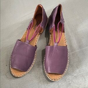 Purple Leather Espadrille Flats - Women's Summer Shoes,